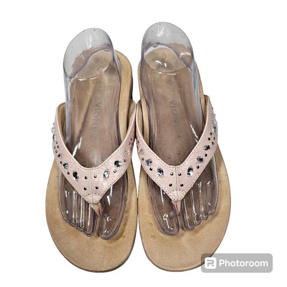 Vionic Lucia Pink Thong Sandals with Rhinestones NWOT Size 10 - Picture 2 of 8